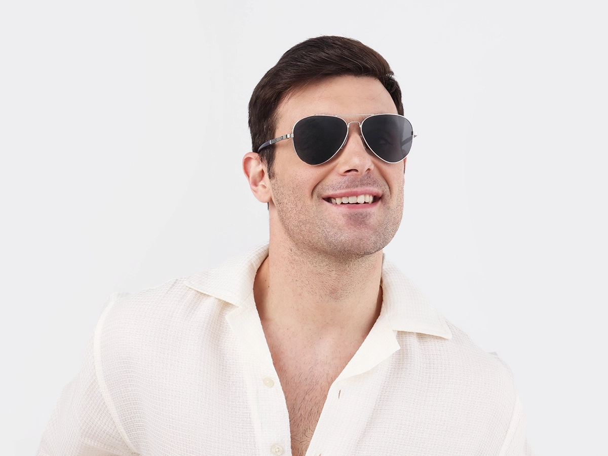 Lightweight Silver Metal Double Bridge Sunglasses 1
