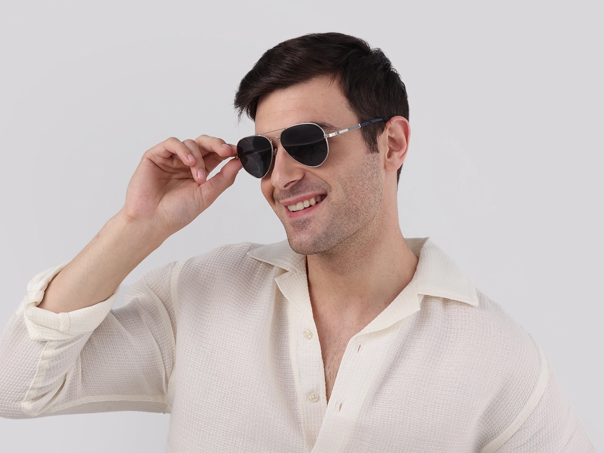 Lightweight Silver Metal Double Bridge Sunglasses 1