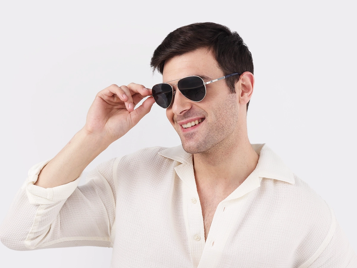 Lightweight Silver Metal Double Bridge Sunglasses 1
