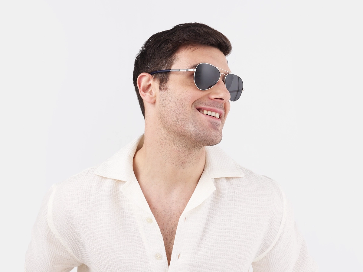 Lightweight Silver Metal Double Bridge Sunglasses 1