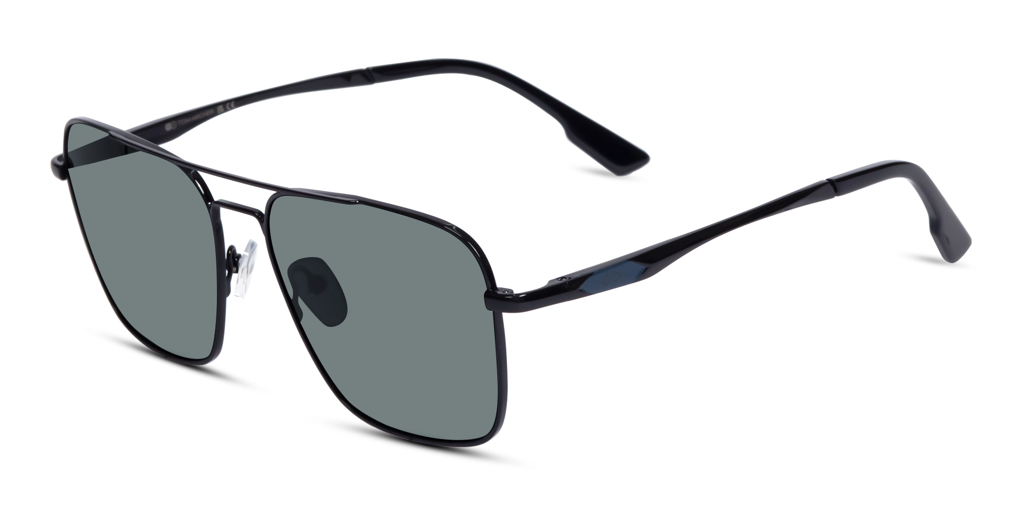 Black Metal Double Bridge Pilot Sunglasses 1