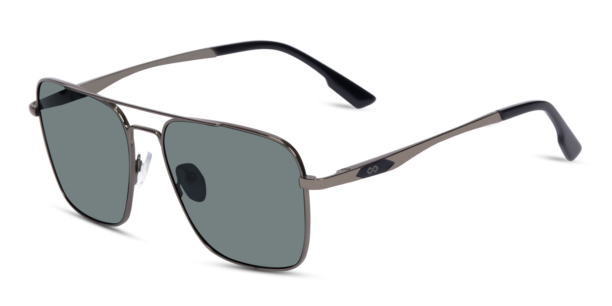 Gunmetal Double Bridge Pilot Sunglasses 1