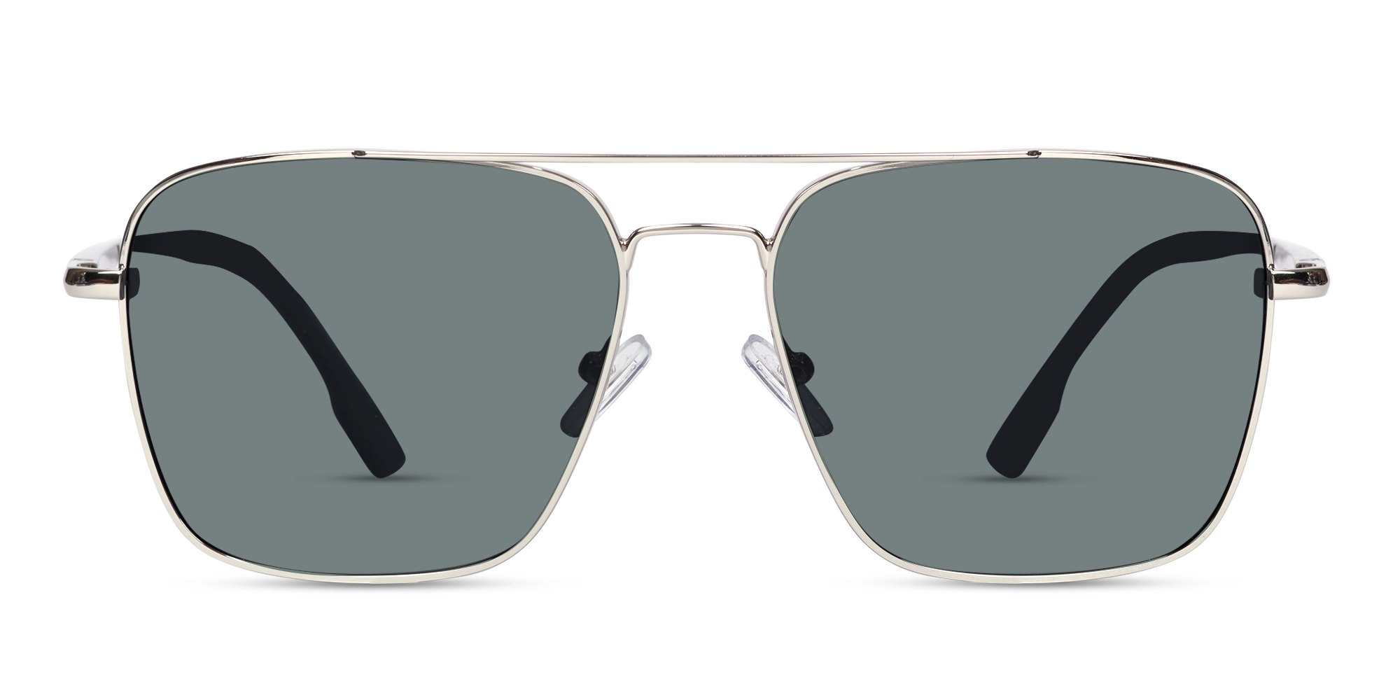 Silver Metal Double Bridge Pilot Sunglasses 1