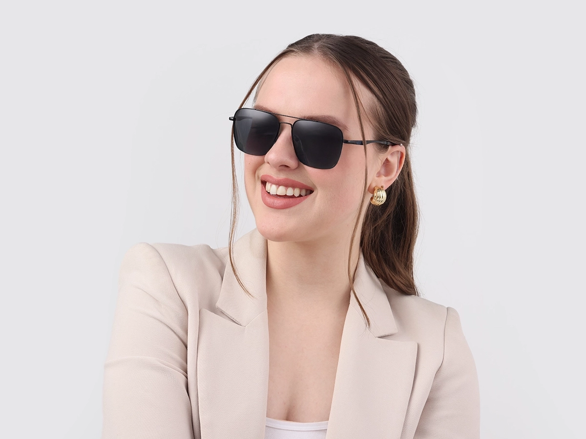 Black Metal Double Bridge Pilot Sunglasses 1