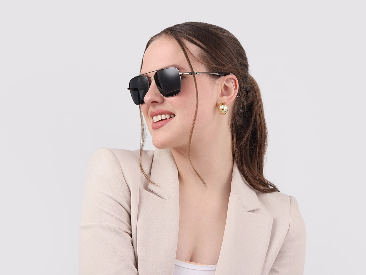 Gunmetal Double Bridge Pilot Sunglasses 1