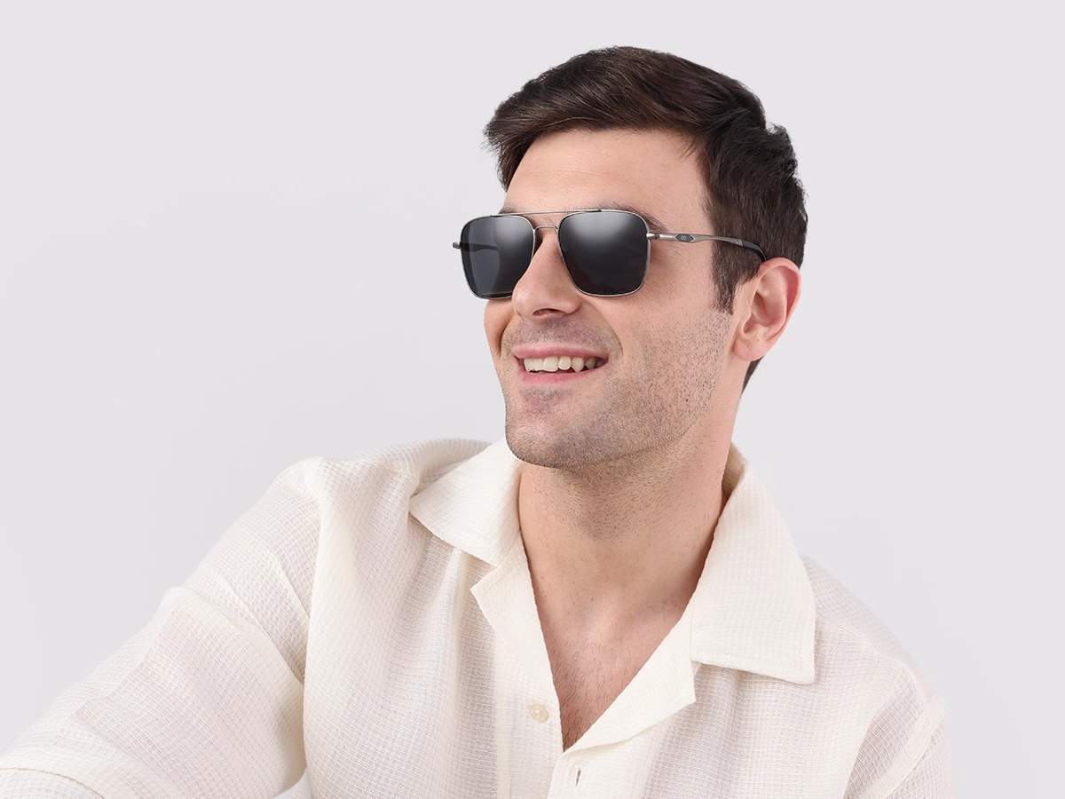 Gunmetal Double Bridge Pilot Sunglasses 1