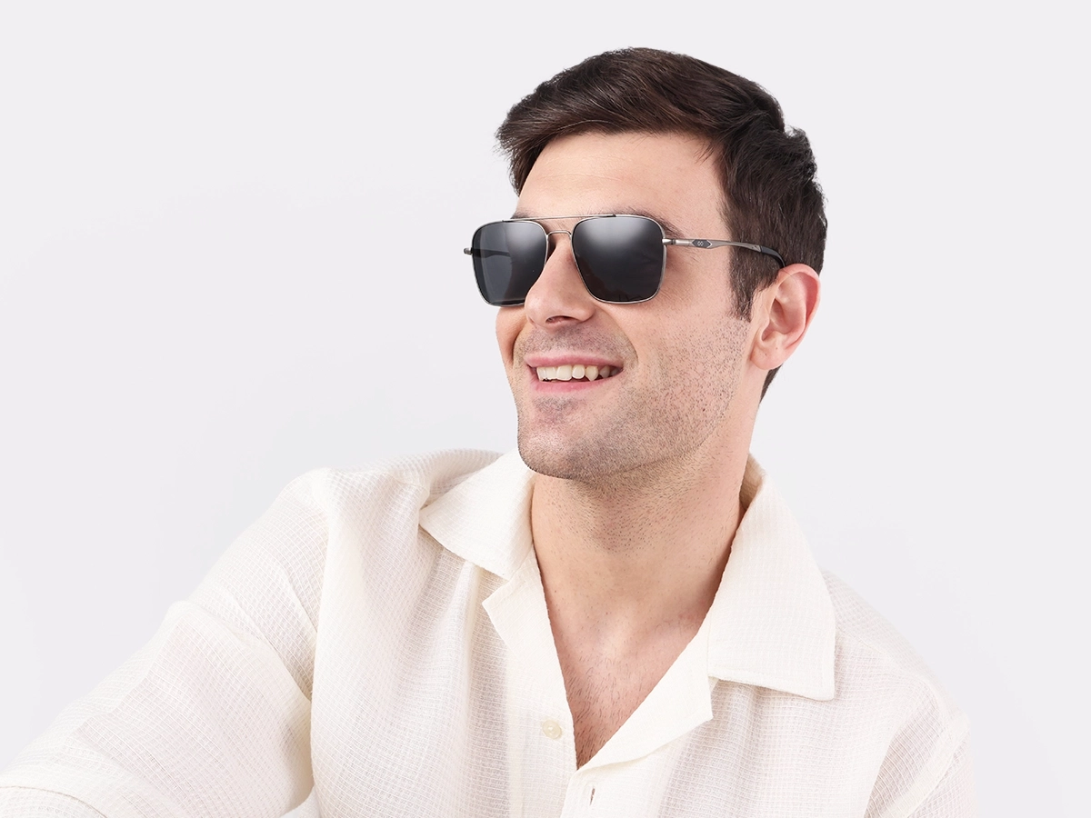 Gunmetal Double Bridge Pilot Sunglasses 1