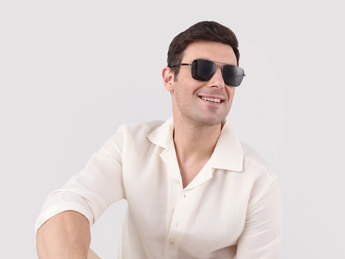 Gunmetal Double Bridge Pilot Sunglasses 1