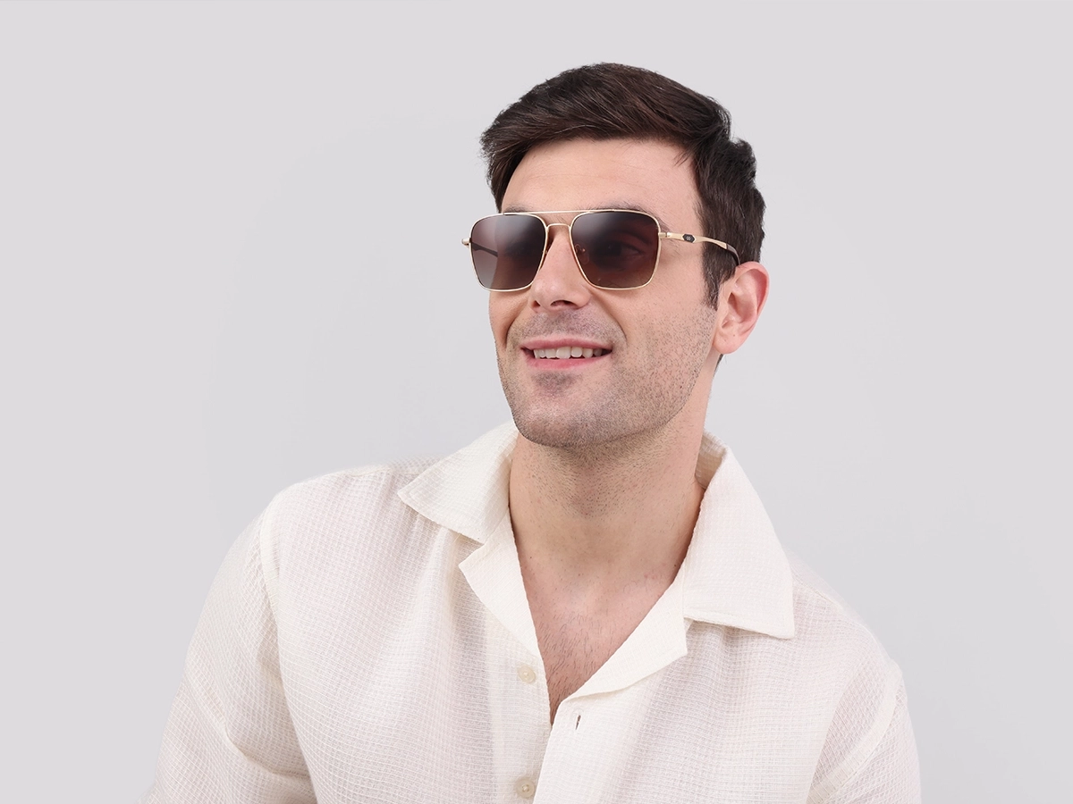 Gold Lightweight Meta Pilot Sunglasses 1