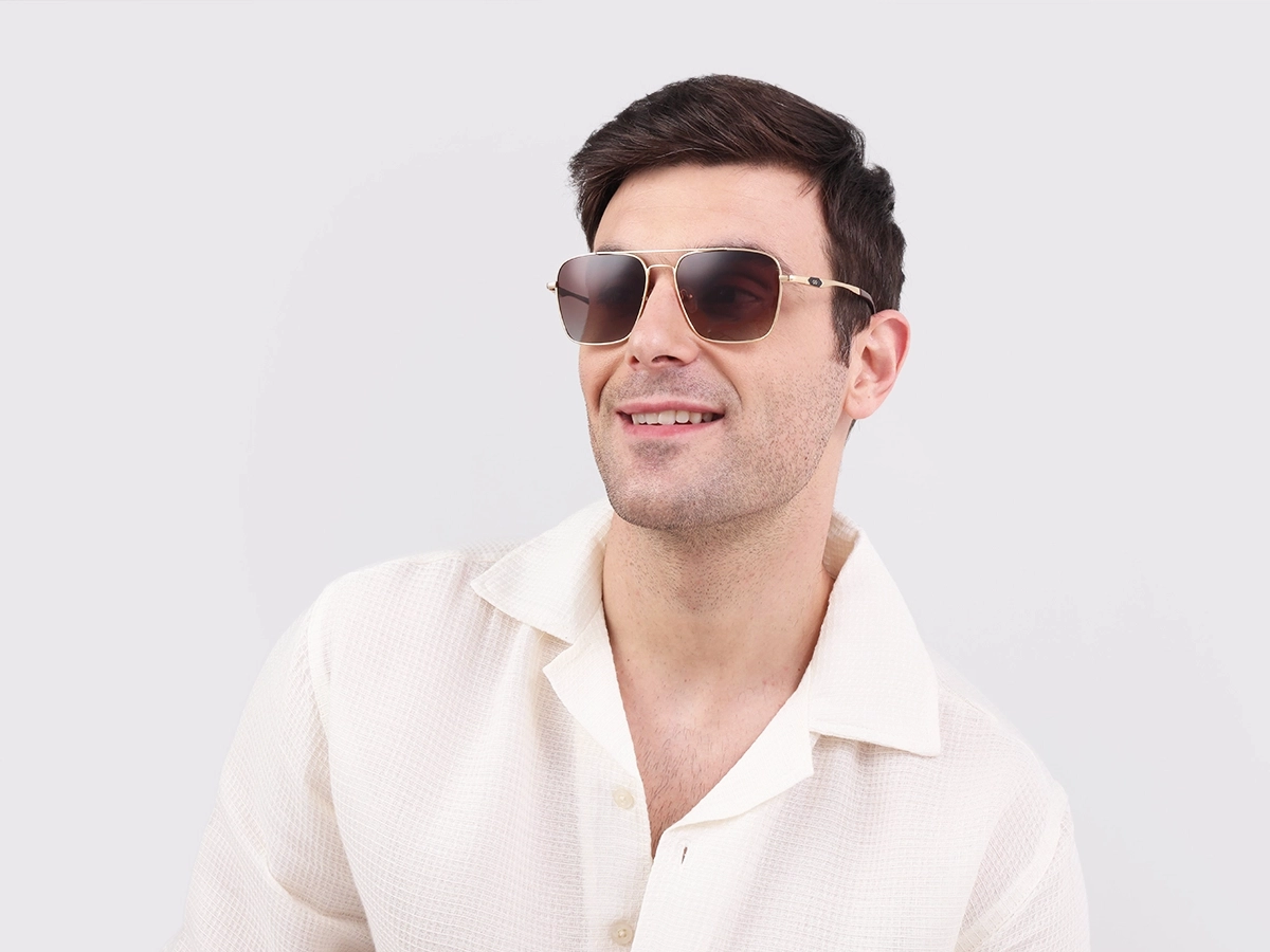 Gold Lightweight Meta Pilot Sunglasses 1