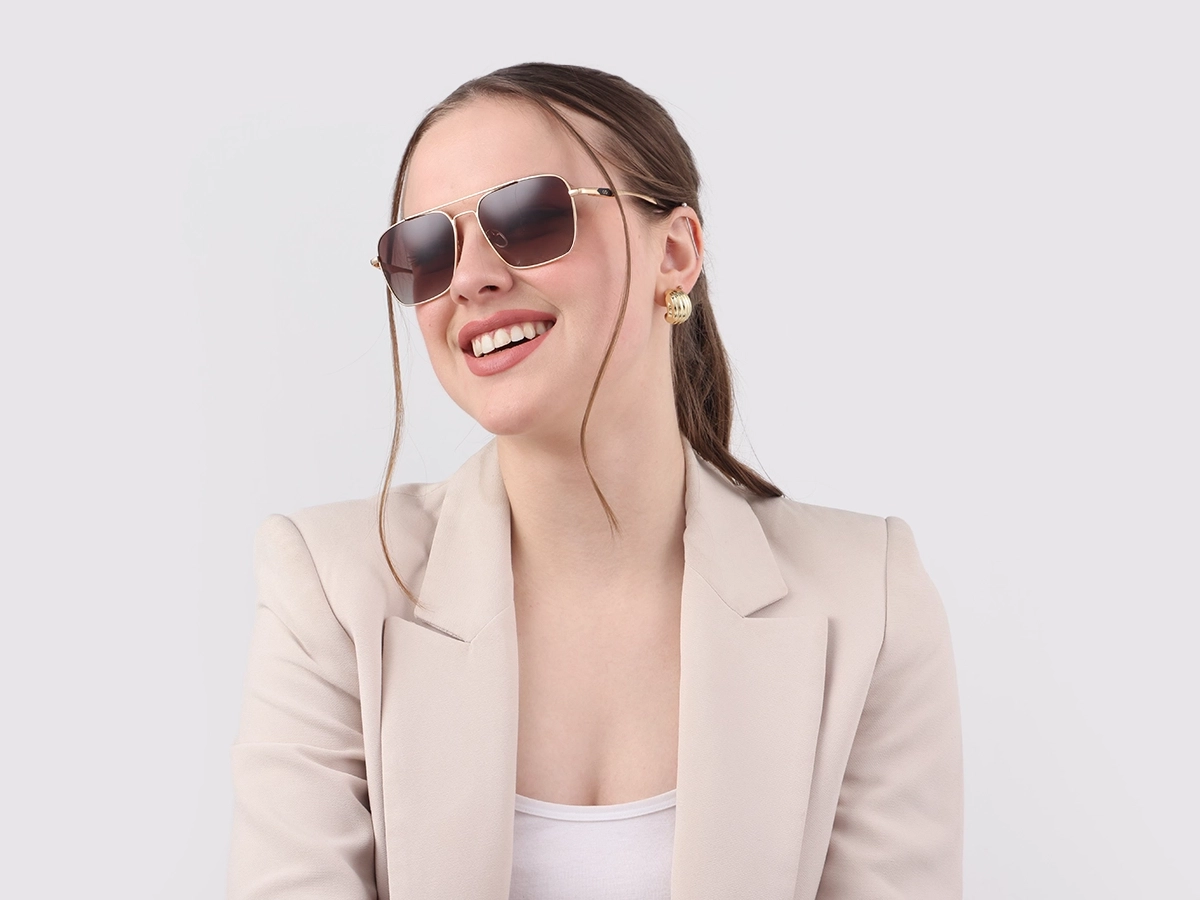 Gold Lightweight Meta Pilot Sunglasses 1
