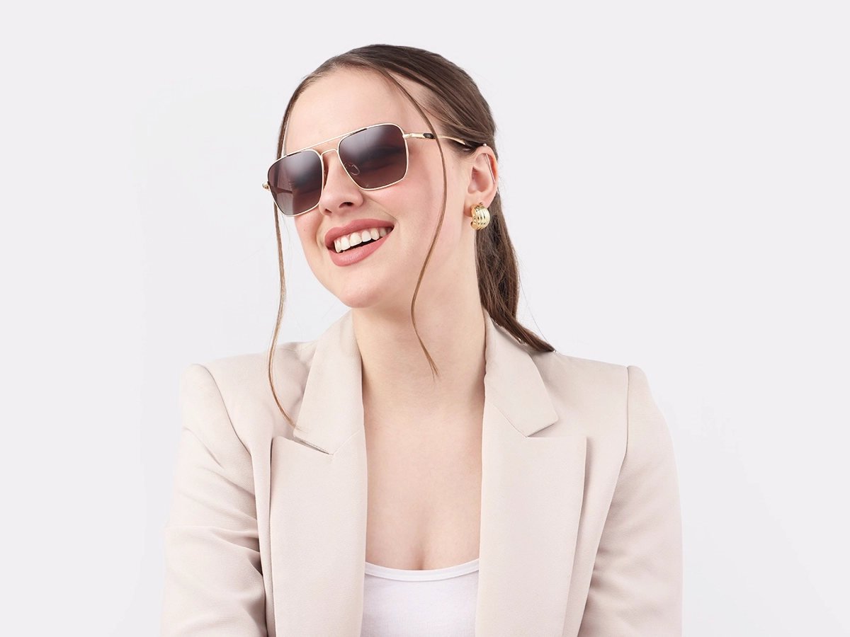 Gold Lightweight Meta Pilot Sunglasses 1