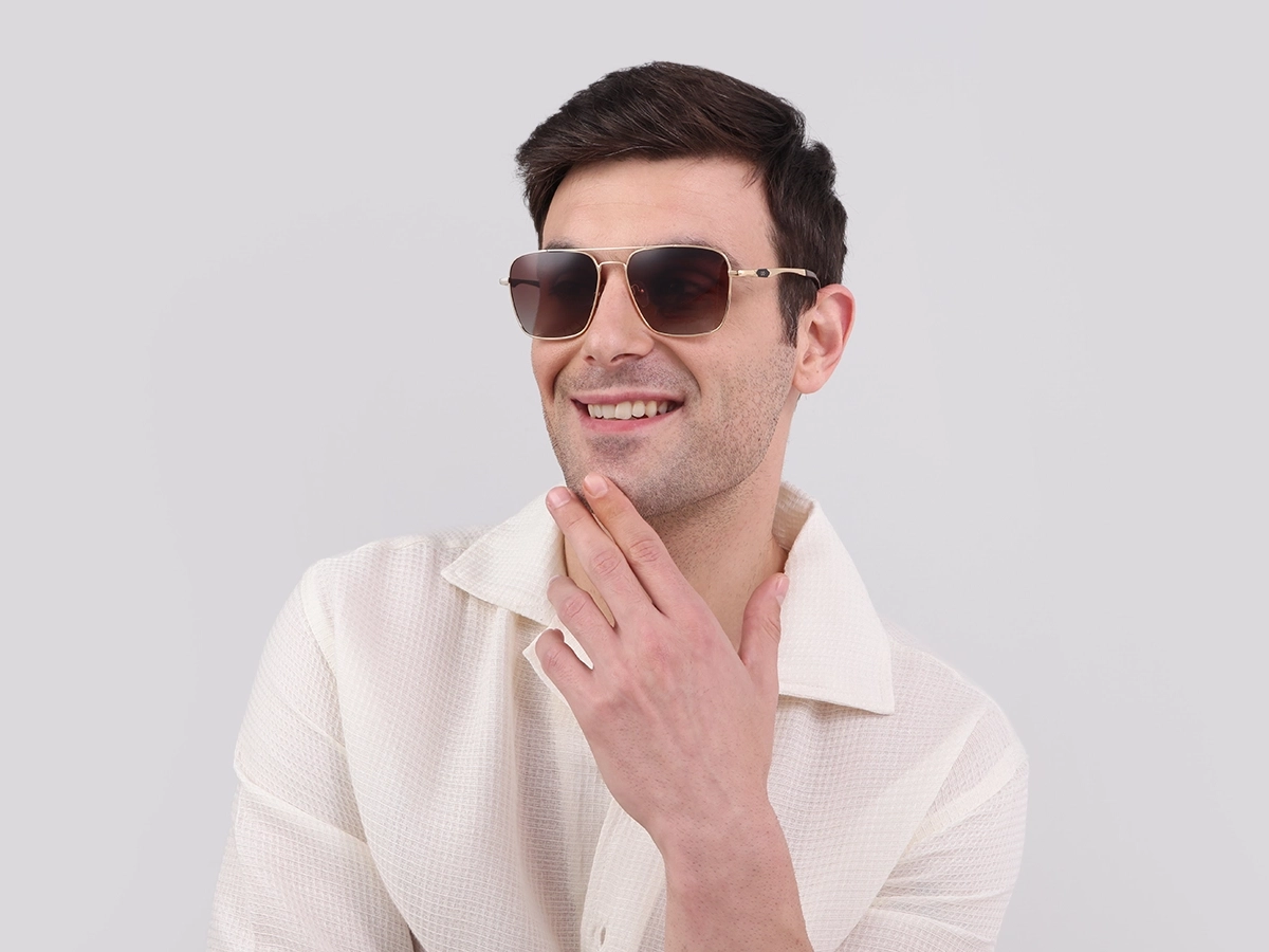 Gold Lightweight Meta Pilot Sunglasses 1