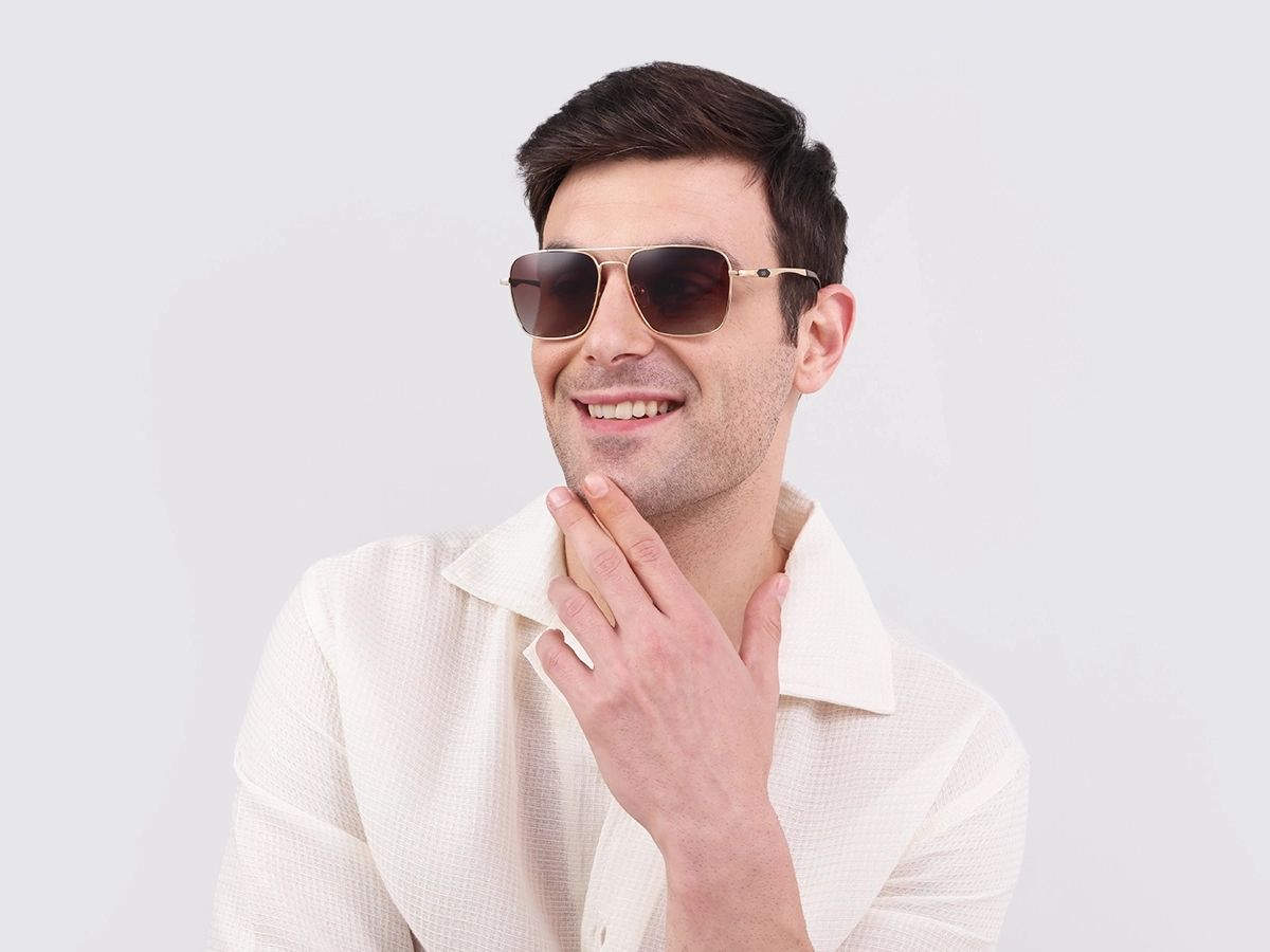 Gold Lightweight Meta Pilot Sunglasses 1