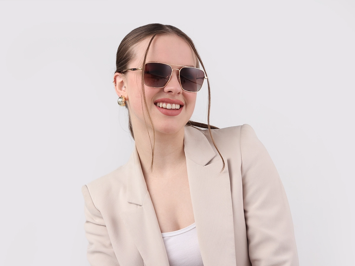 Gold Lightweight Meta Pilot Sunglasses 1
