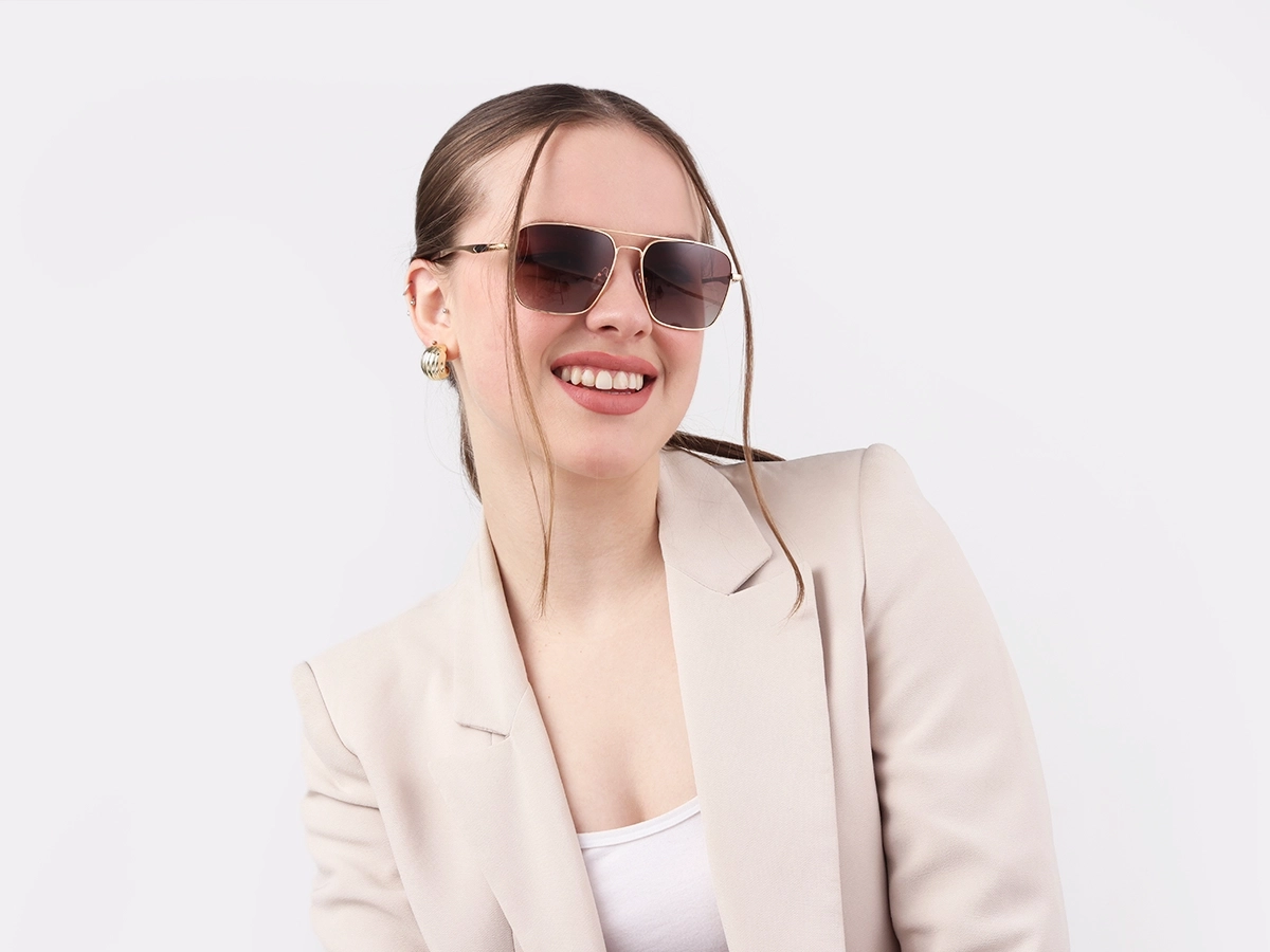 Gold Lightweight Meta Pilot Sunglasses 1