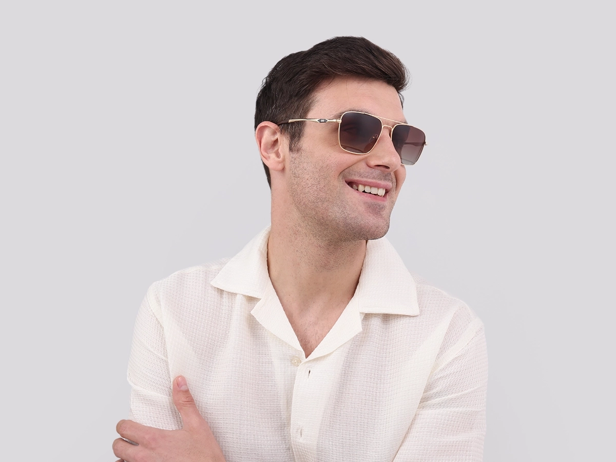Gold Lightweight Meta Pilot Sunglasses 1