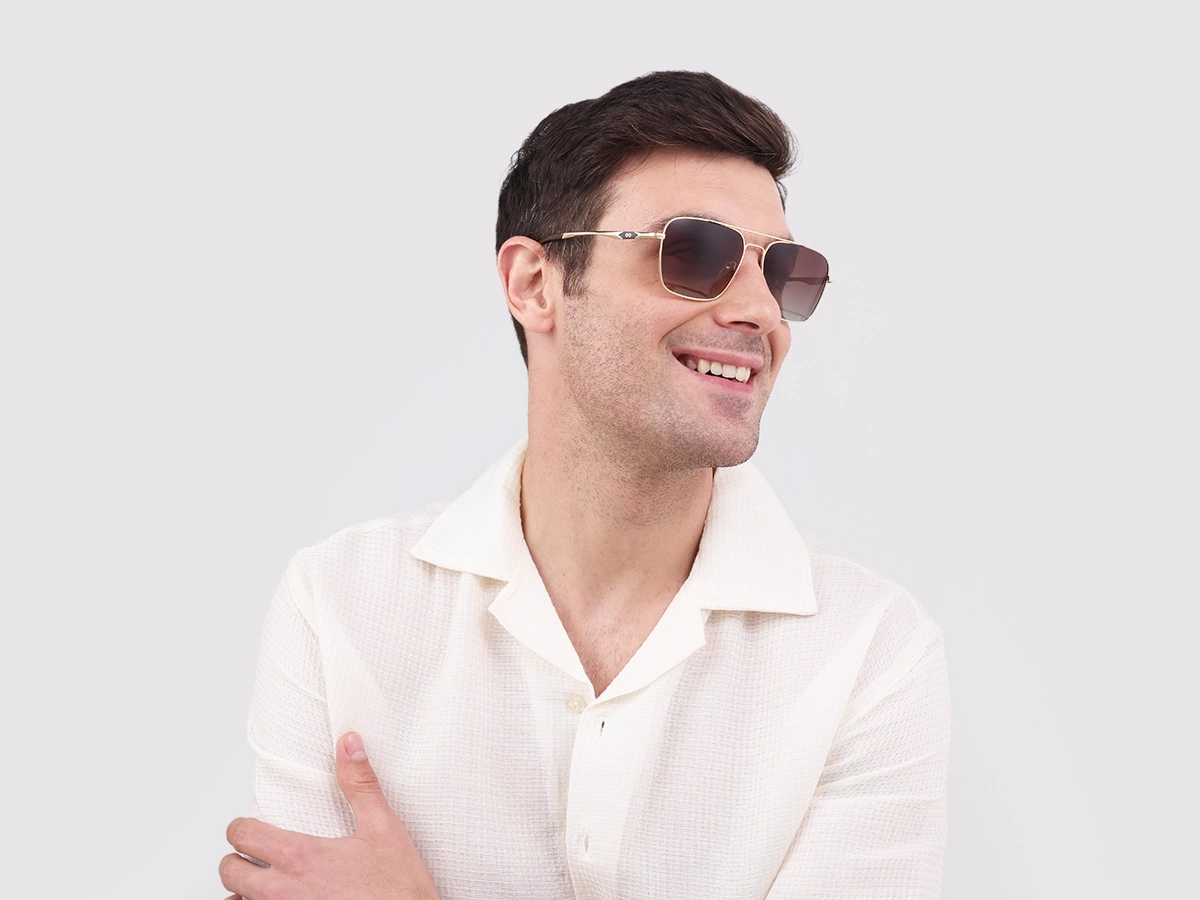 Gold Lightweight Meta Pilot Sunglasses 1