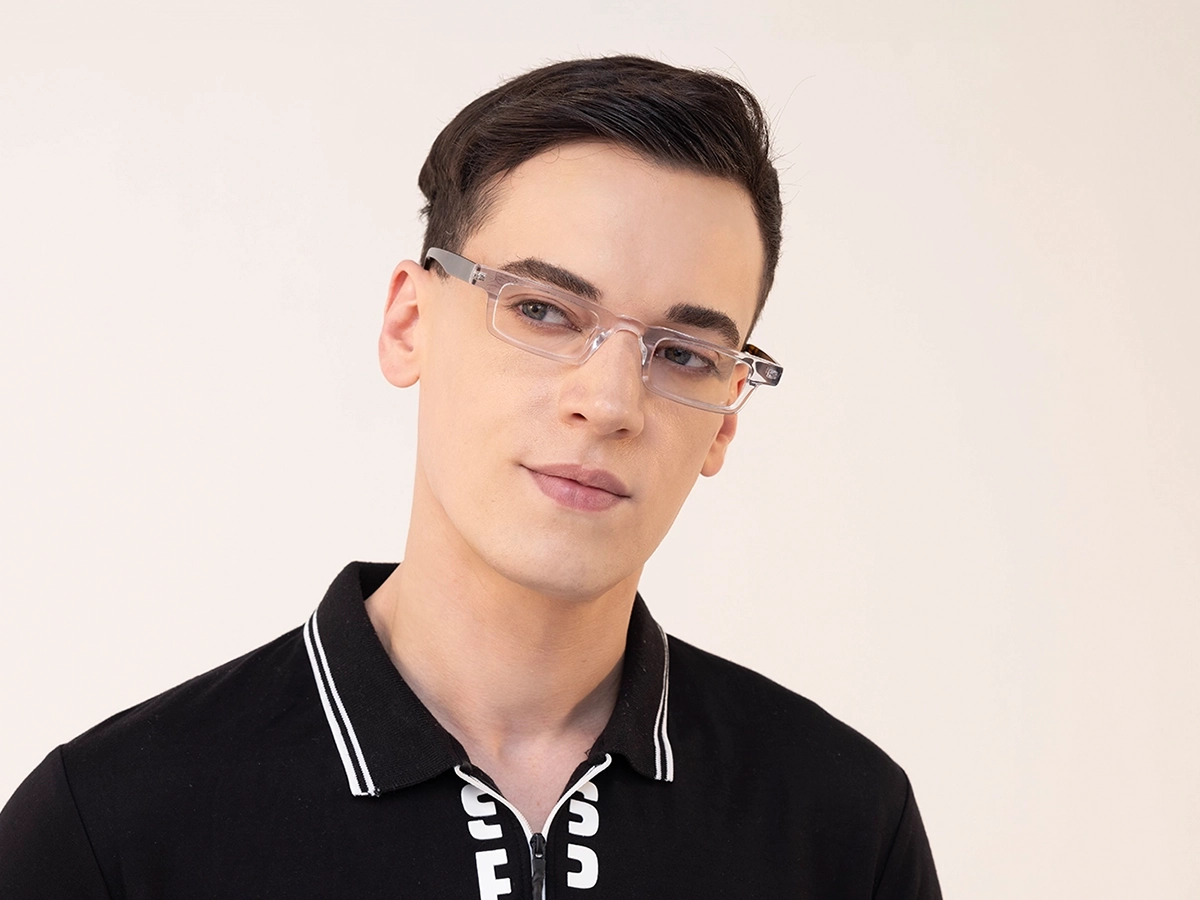 Clear Rectangle Spring Hinge Glasses 1