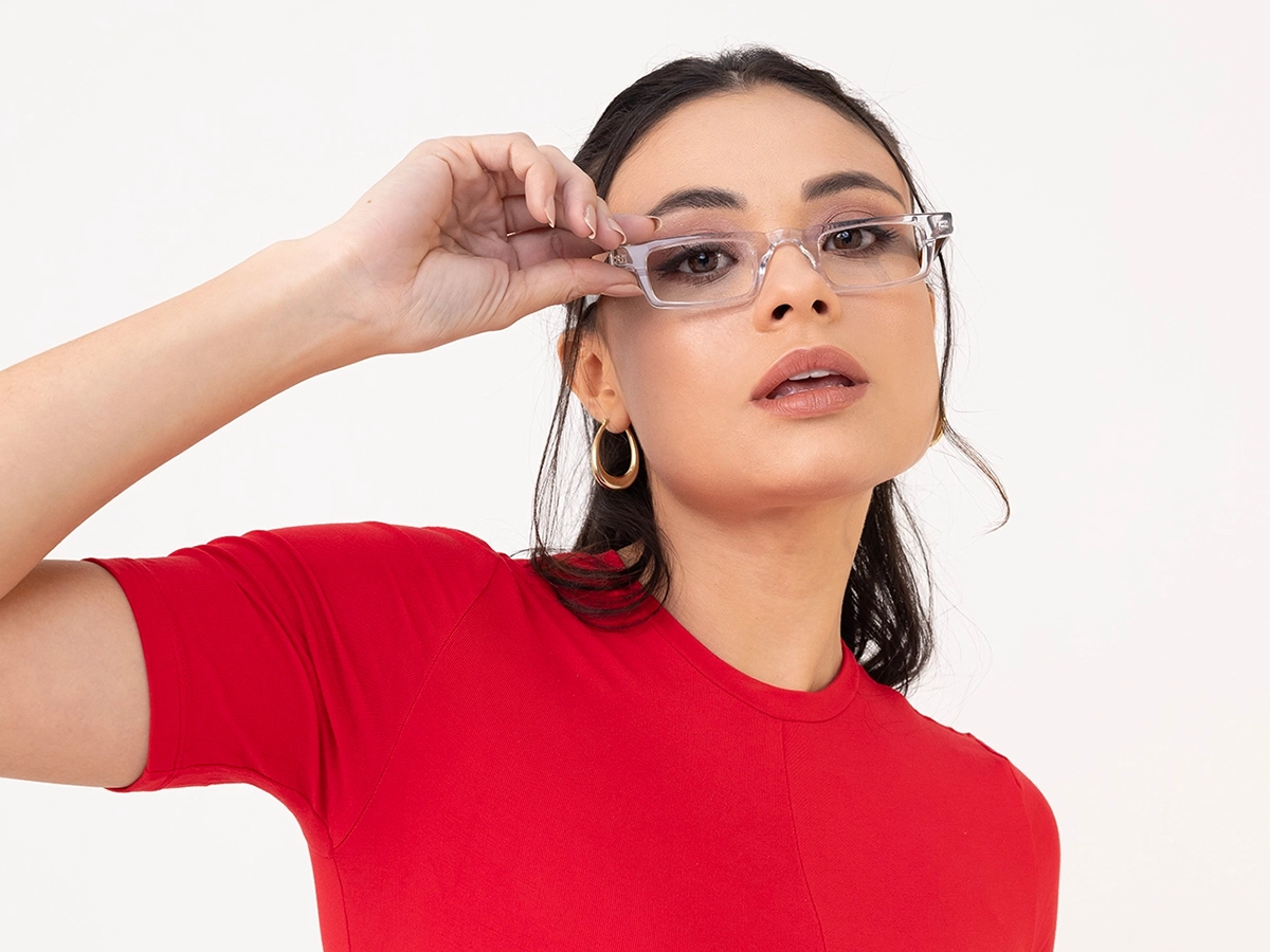 Clear Rectangle Spring Hinge Glasses 1