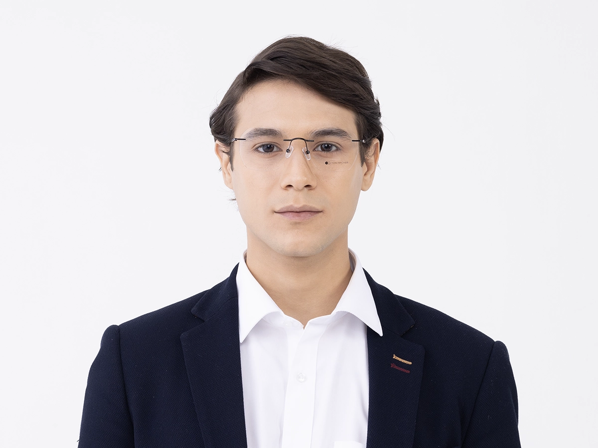 Matte Black Geometric Rimless Eyeglasses 1