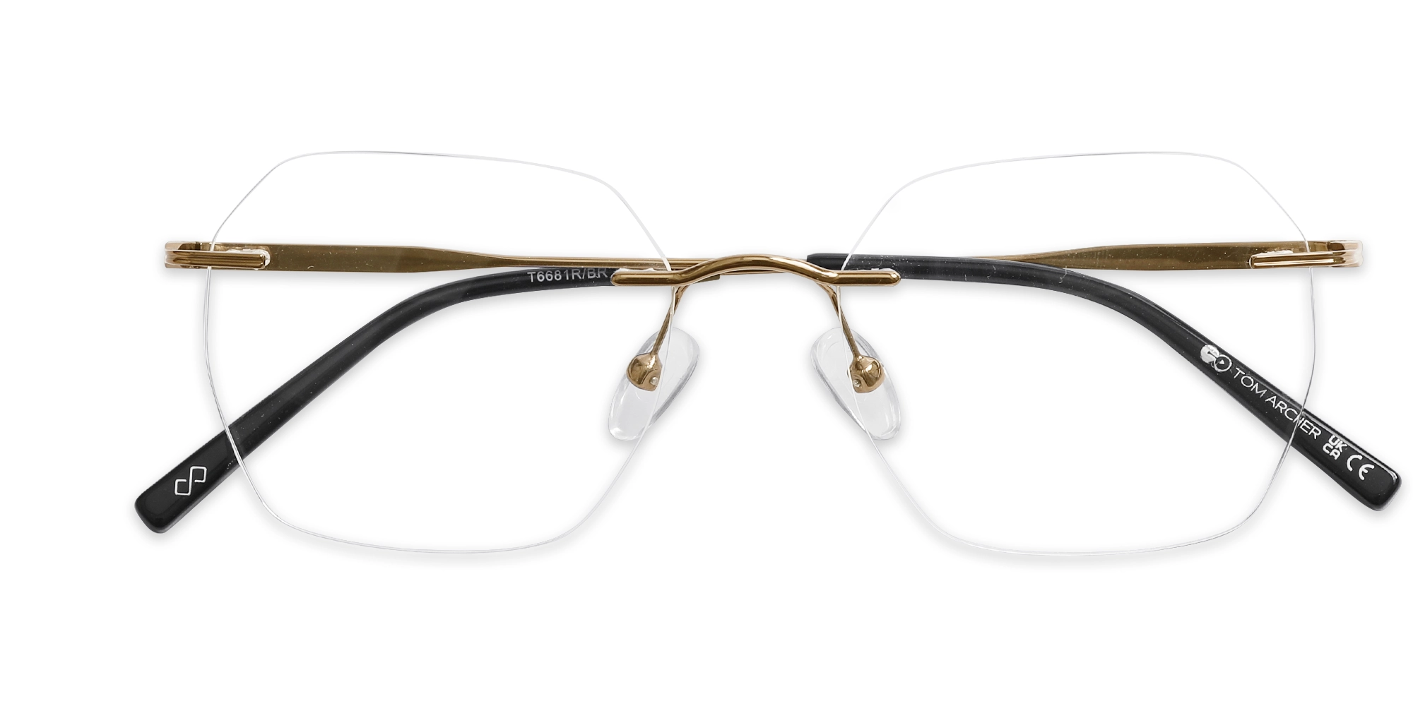 Golden Brown Geometric Rimless Eyeglasses 1