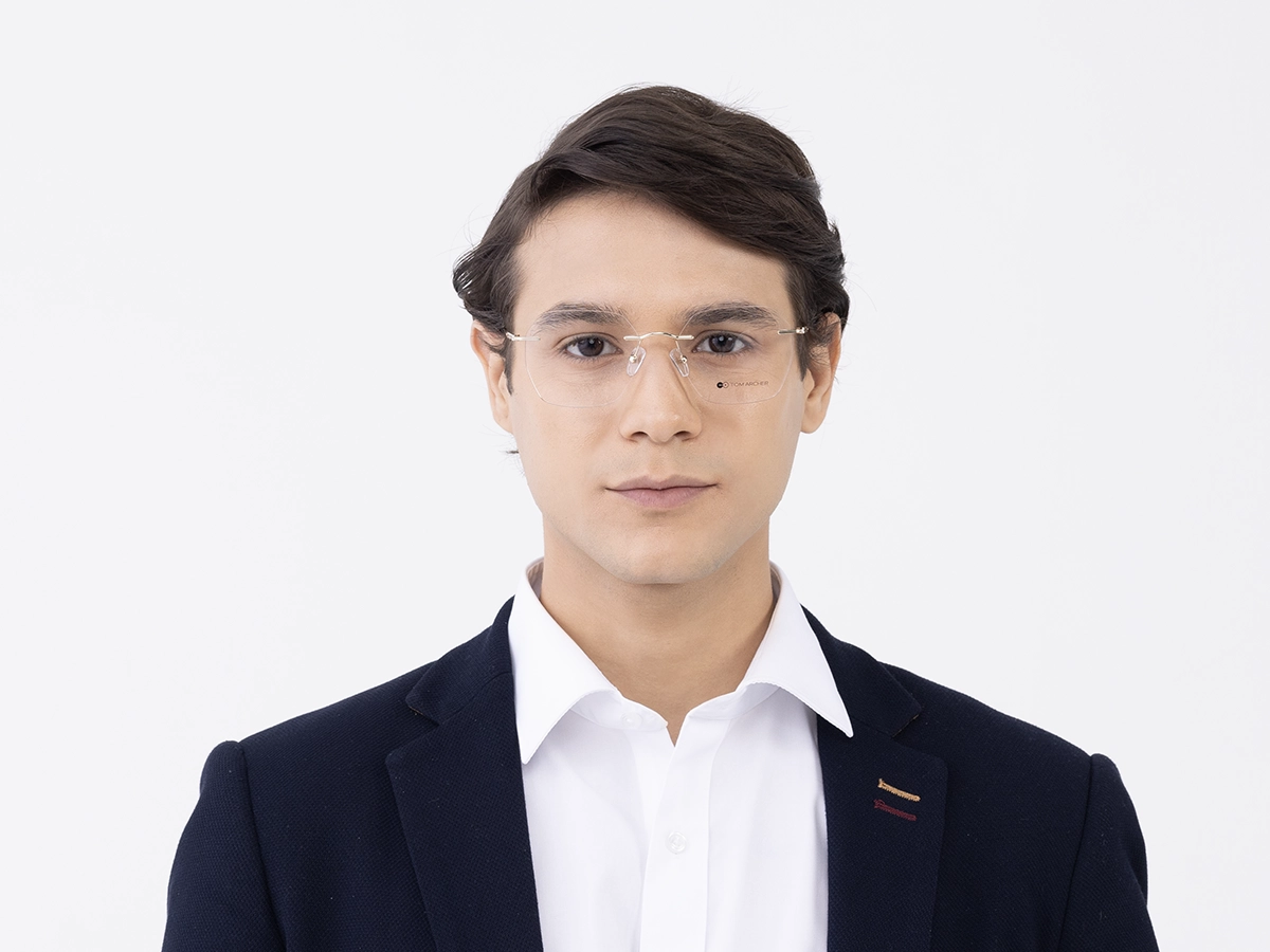 Gold Geometric Rimless Eyeglasses 1