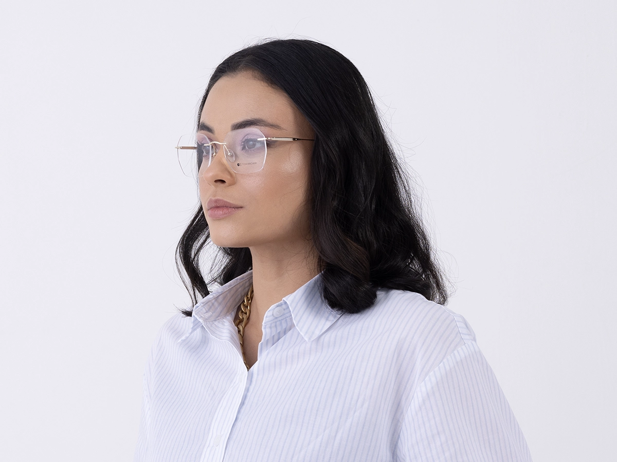 Gold Geometric Rimless Eyeglasses 1