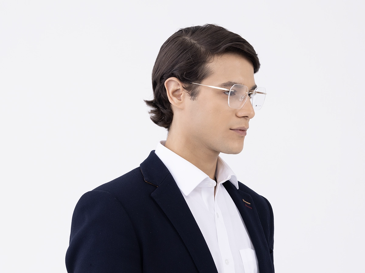 Gold Geometric Rimless Eyeglasses 1