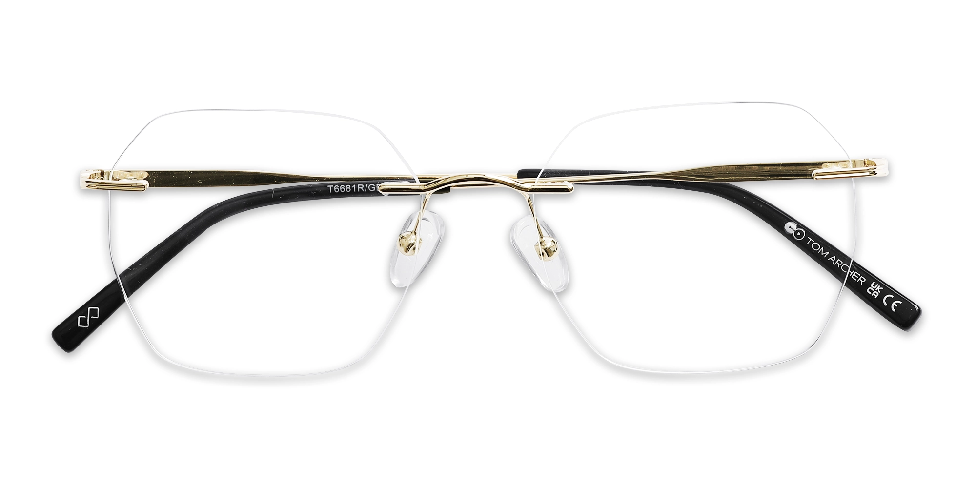 Gold Geometric Rimless Eyeglasses 1