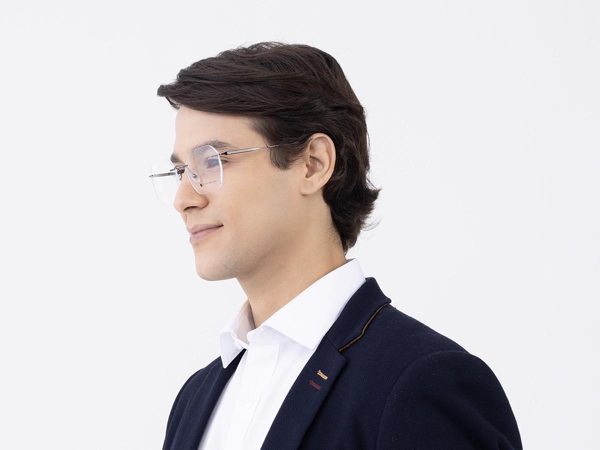 Gunmetal Geometric Rimless Eyeglasses 1