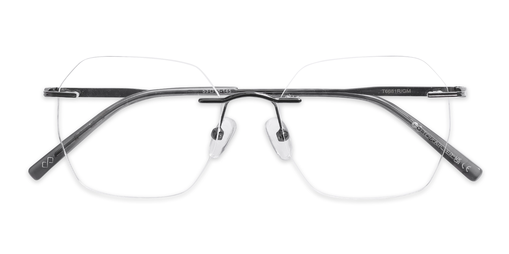 Gunmetal Geometric Rimless Eyeglasses 1