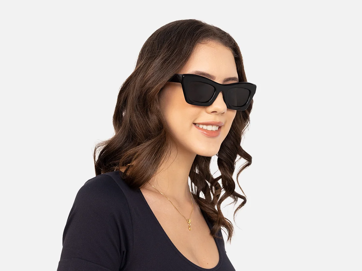 Womens Black Cat Eye Sunglasses-1