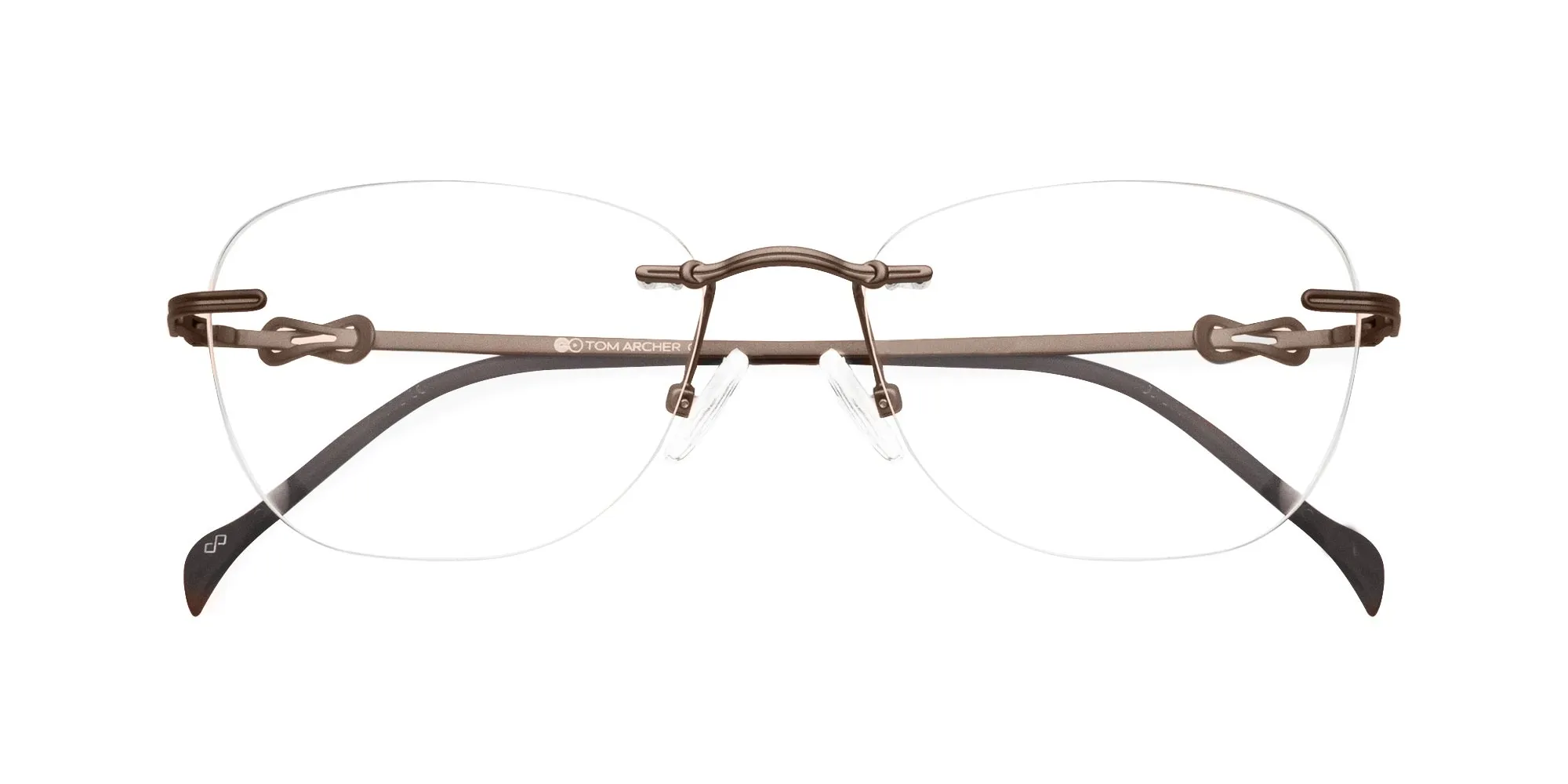 Brown Cat Eye Rimless Glasses-2