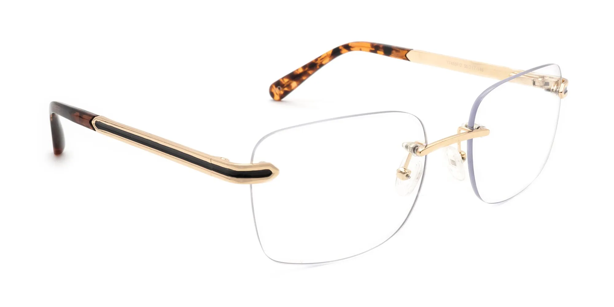 Gold and brown tortoise rimless frames-2