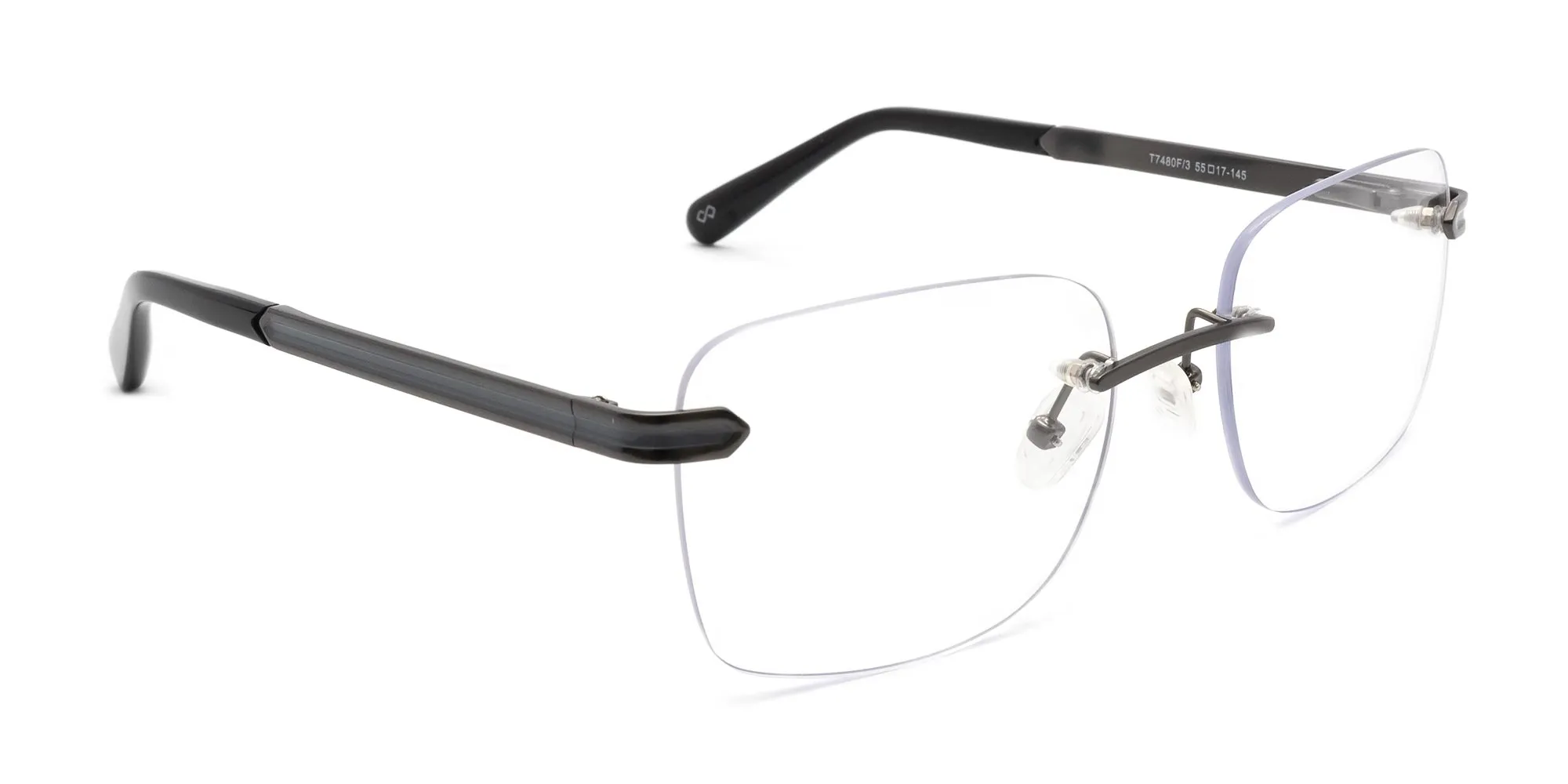 gunmetal and black rimless frames-2