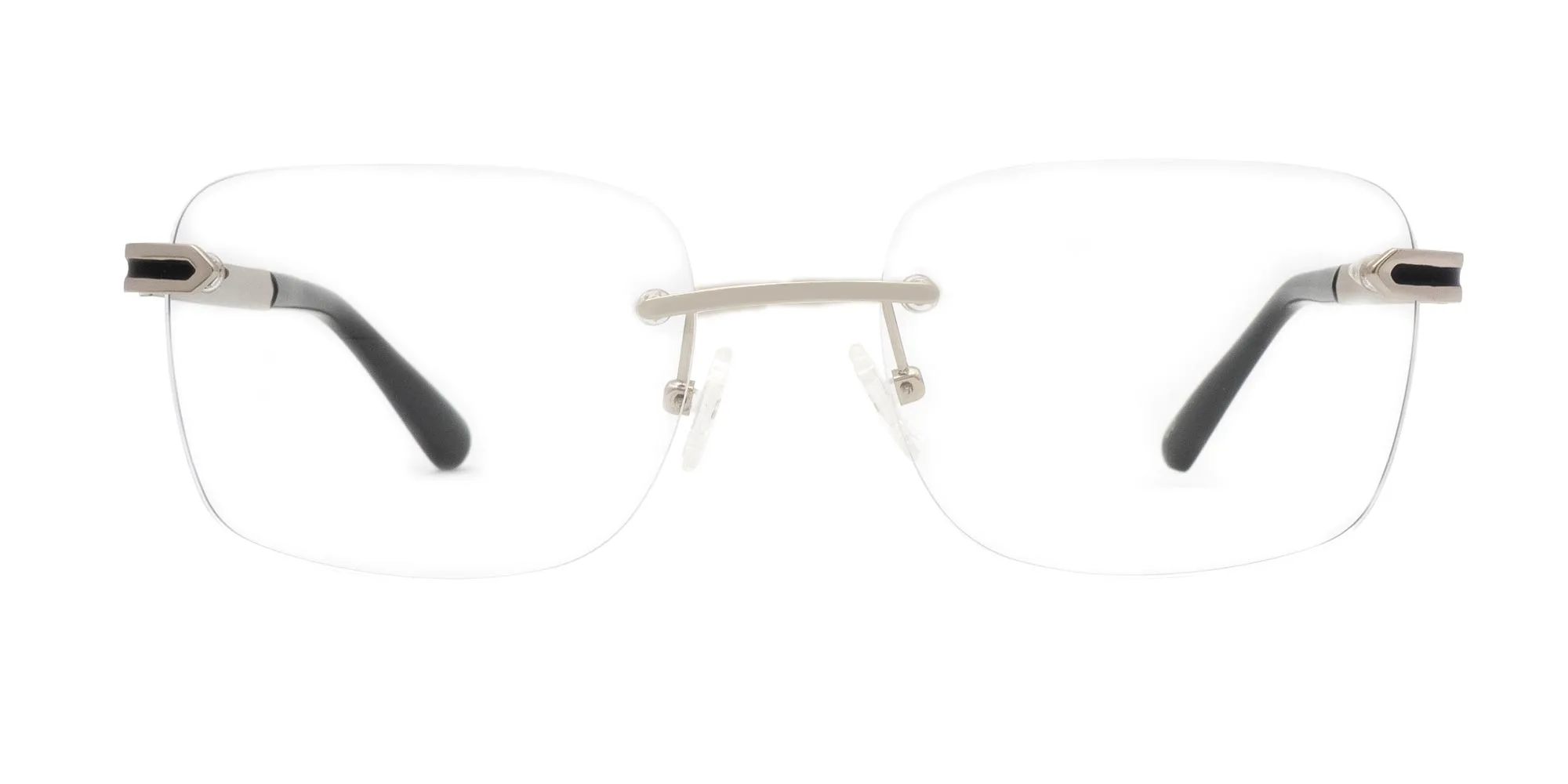 Silver and black rimless frames-2