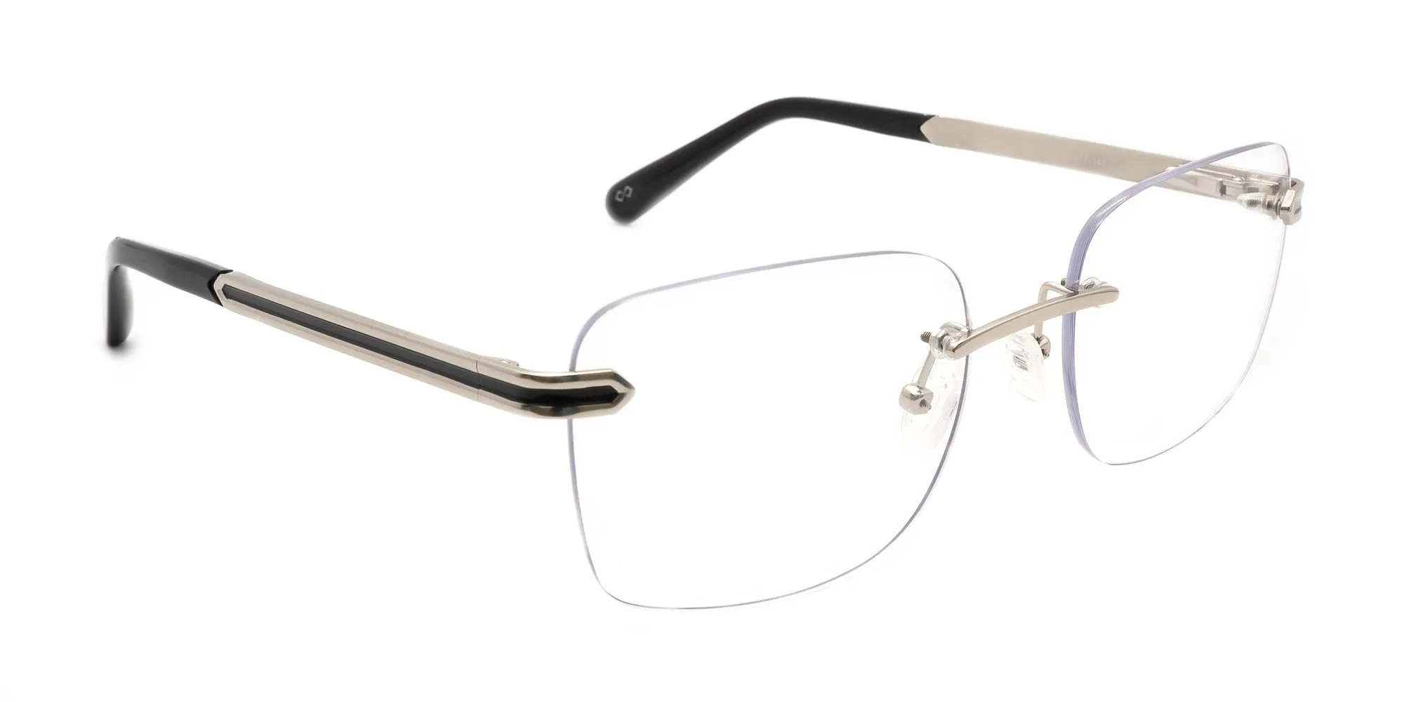 Silver and black rimless frames-2