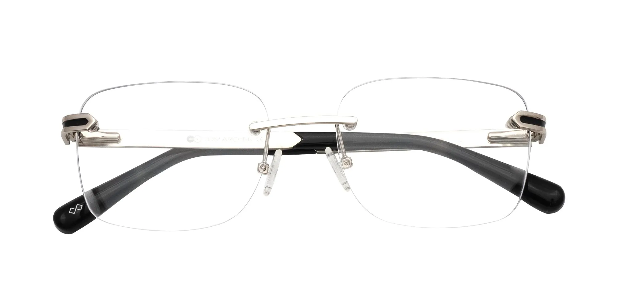 Silver and black rimless frames-2