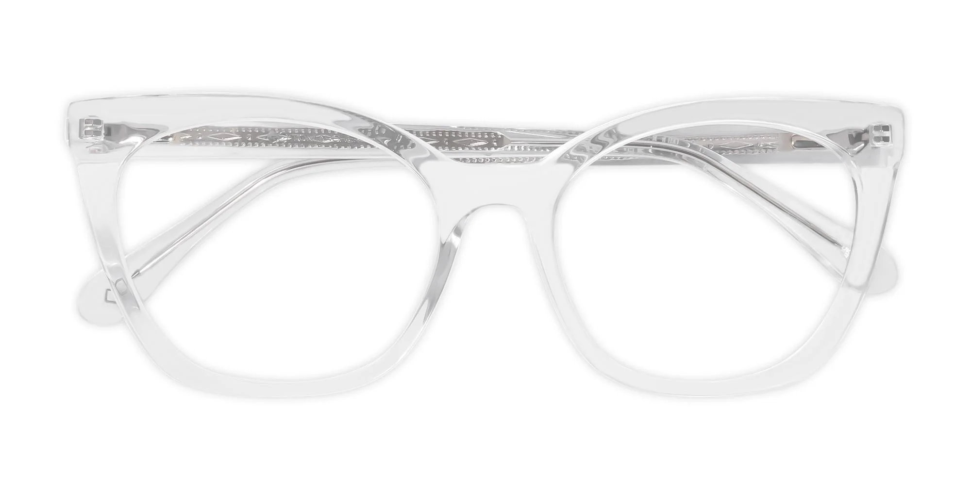 Crystal Clear Cat Eye Two Tone Glasses-1