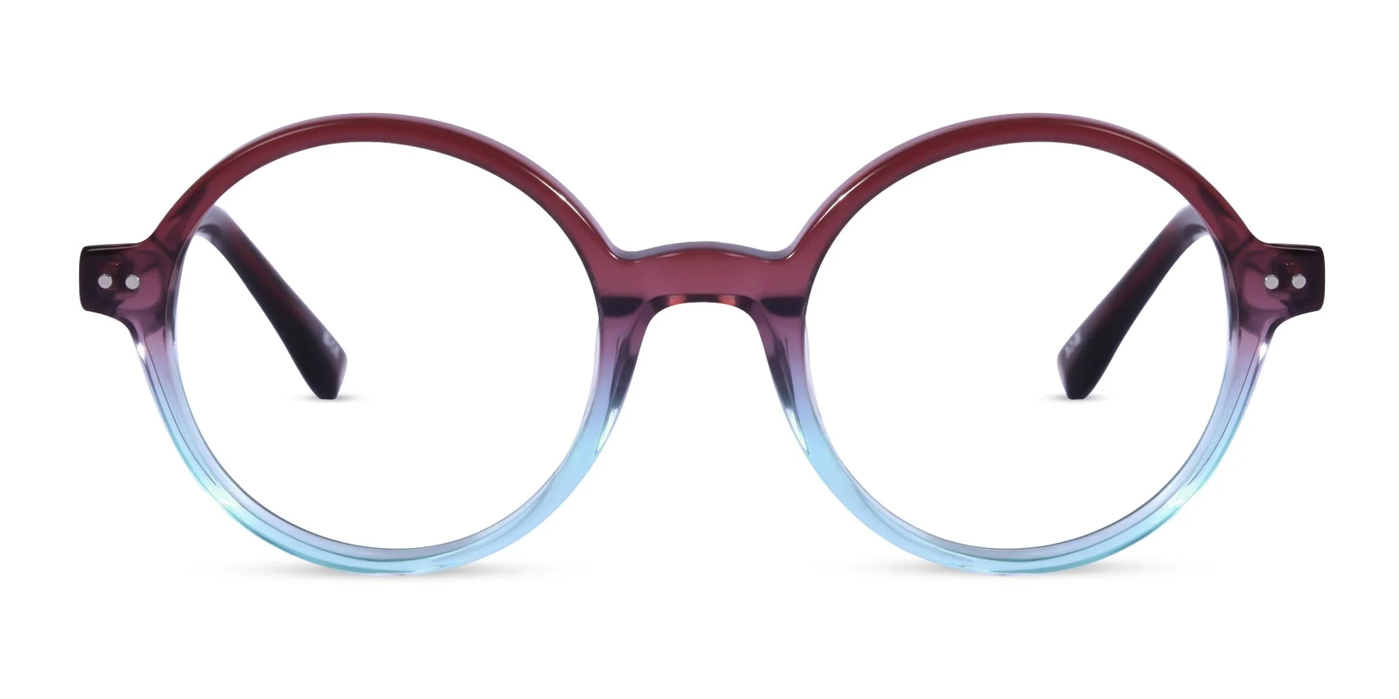 Crystal Brown and Blue Round Glasses-1
