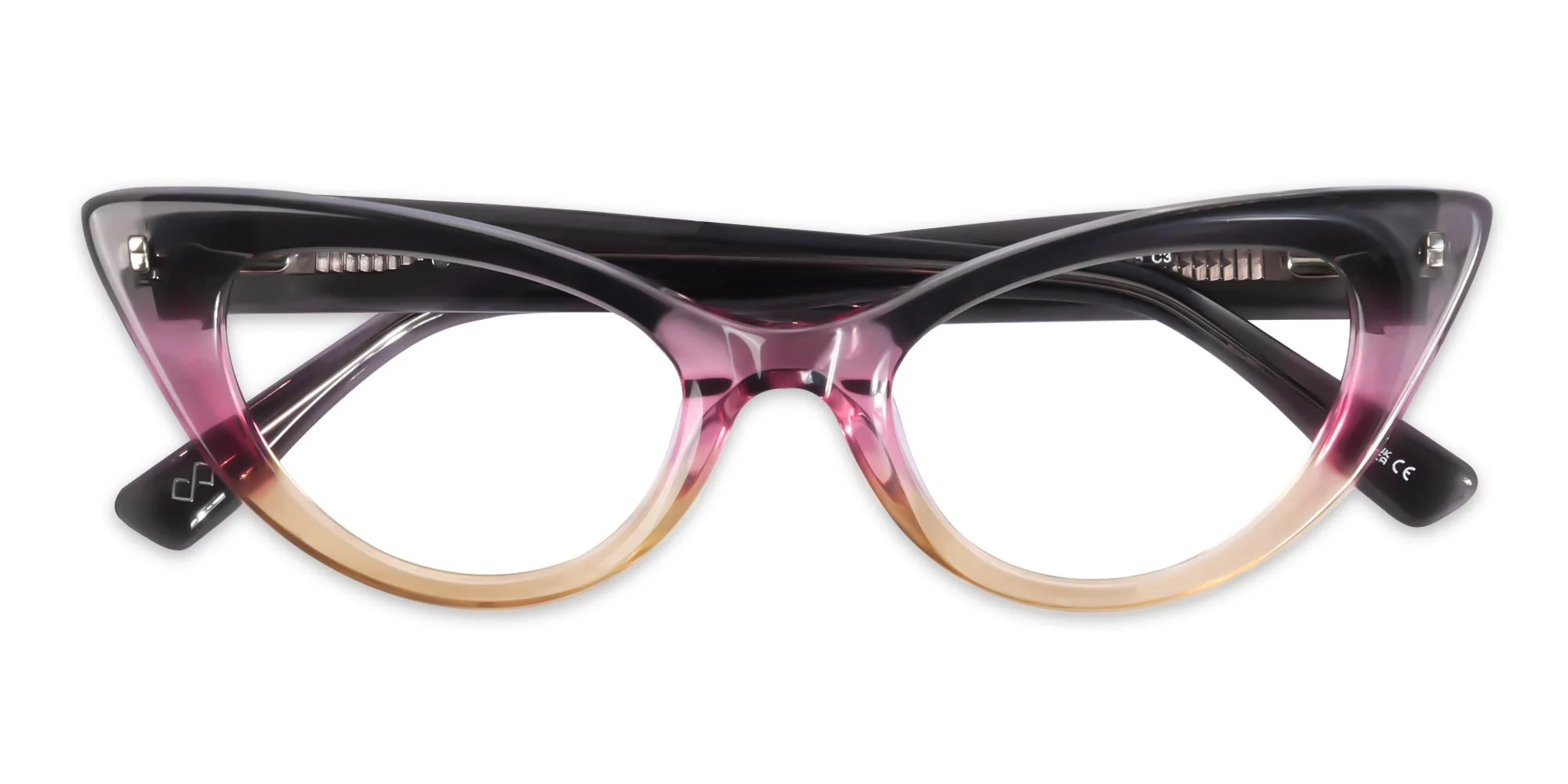 Crystal Grey Gold Cat Eye Glasses-1