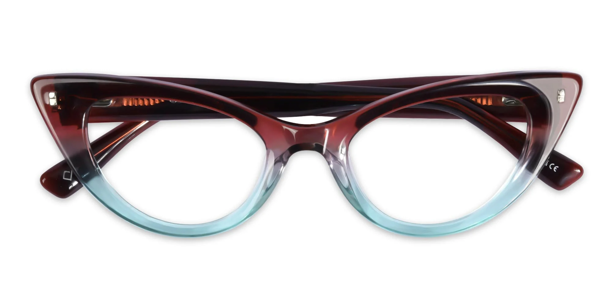 Crystal Brown And Blue Cat Eye Glasses-1