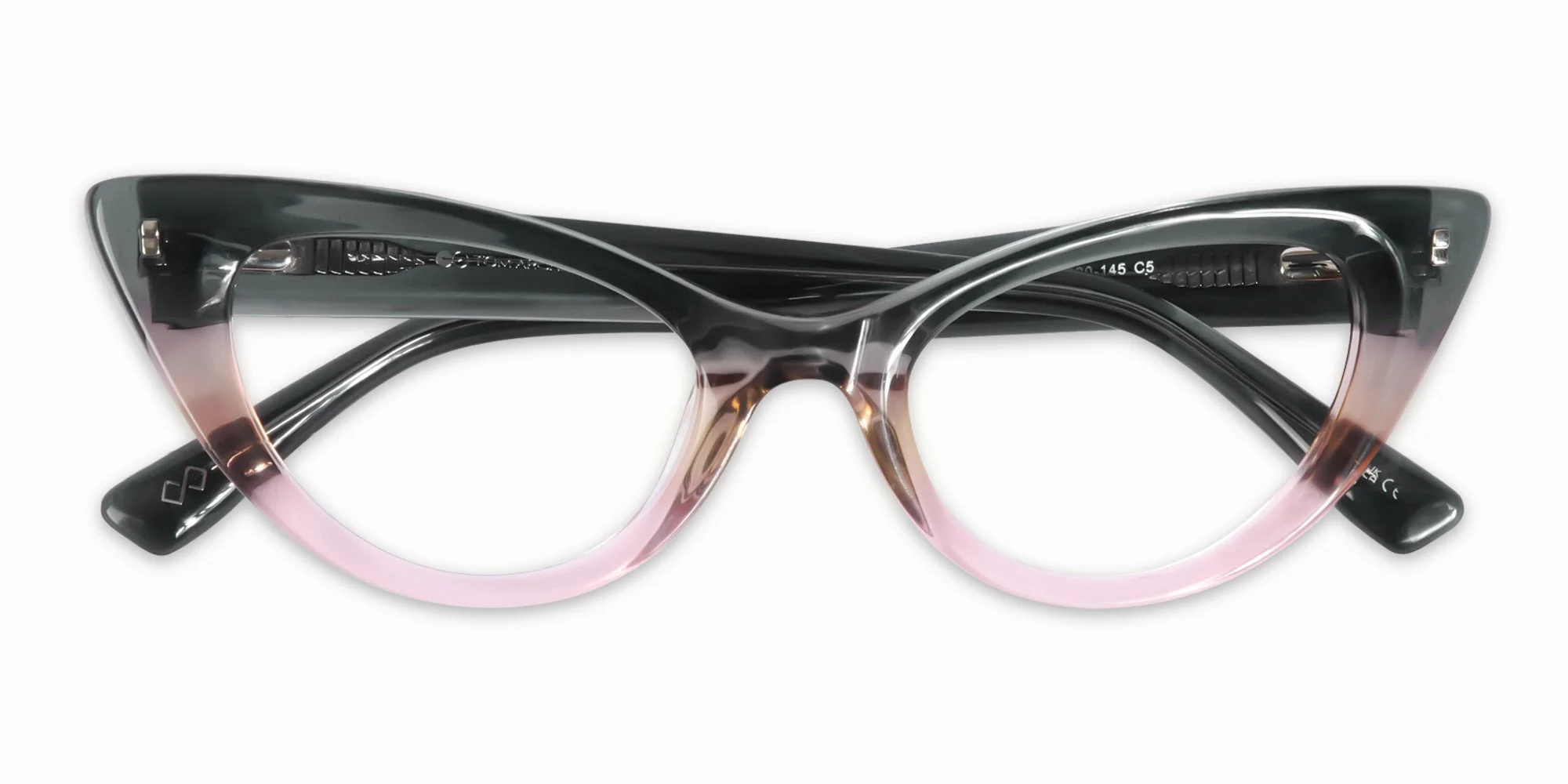 Crystal Black Blush Pink Cat Eye Glasses-1