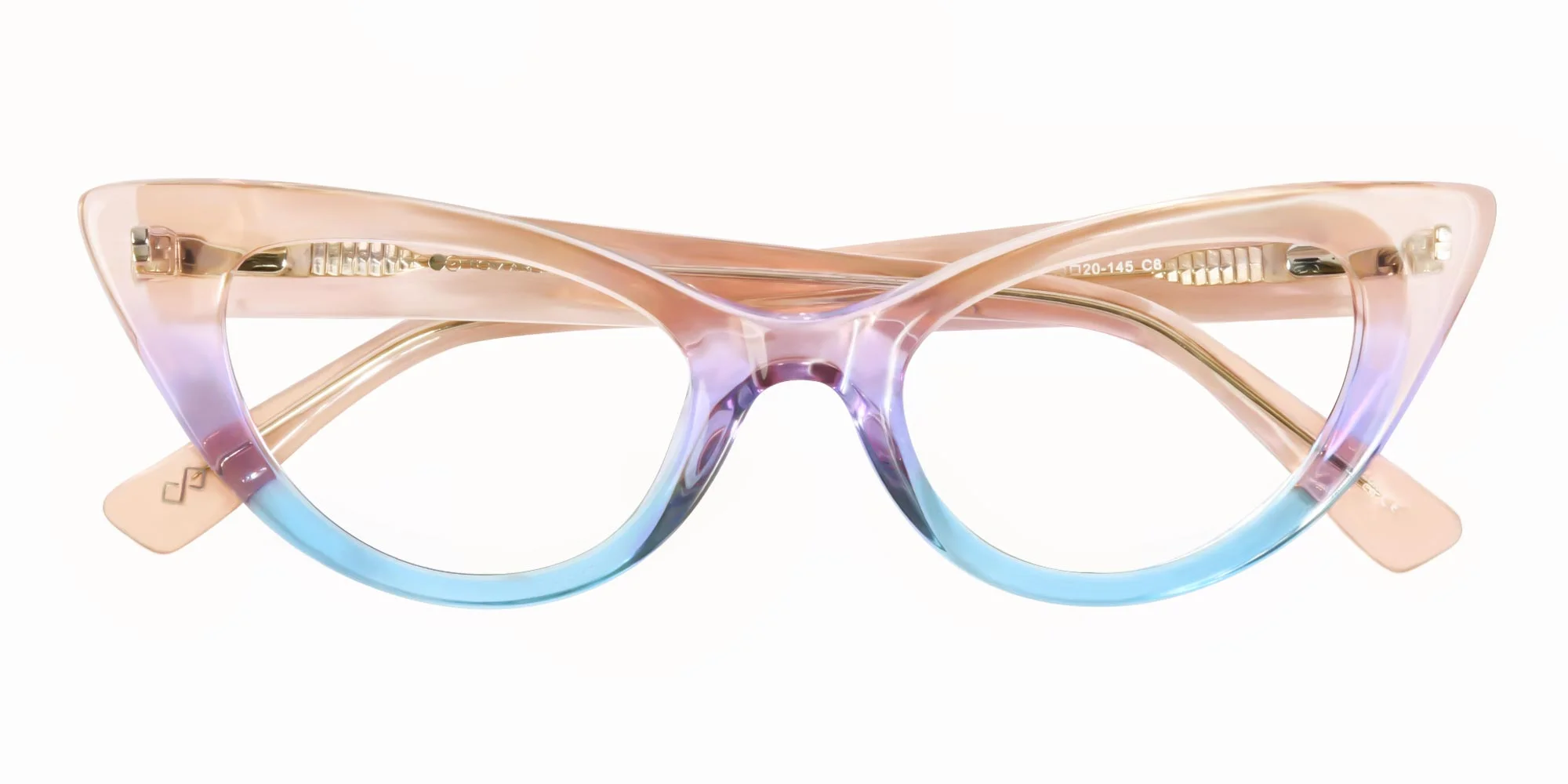 Crystal Blue Rose Gold Cat Eye Glasses-1