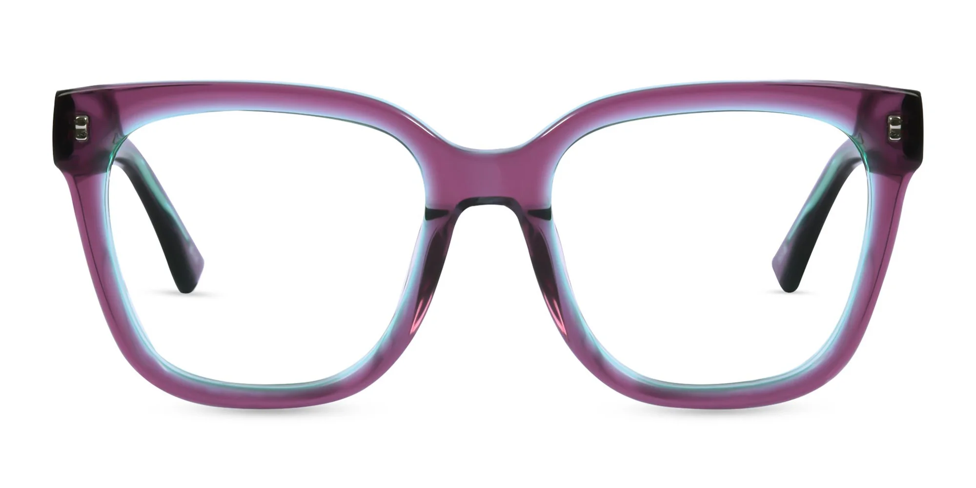 Crystal Plum Square Frame Glasses-1