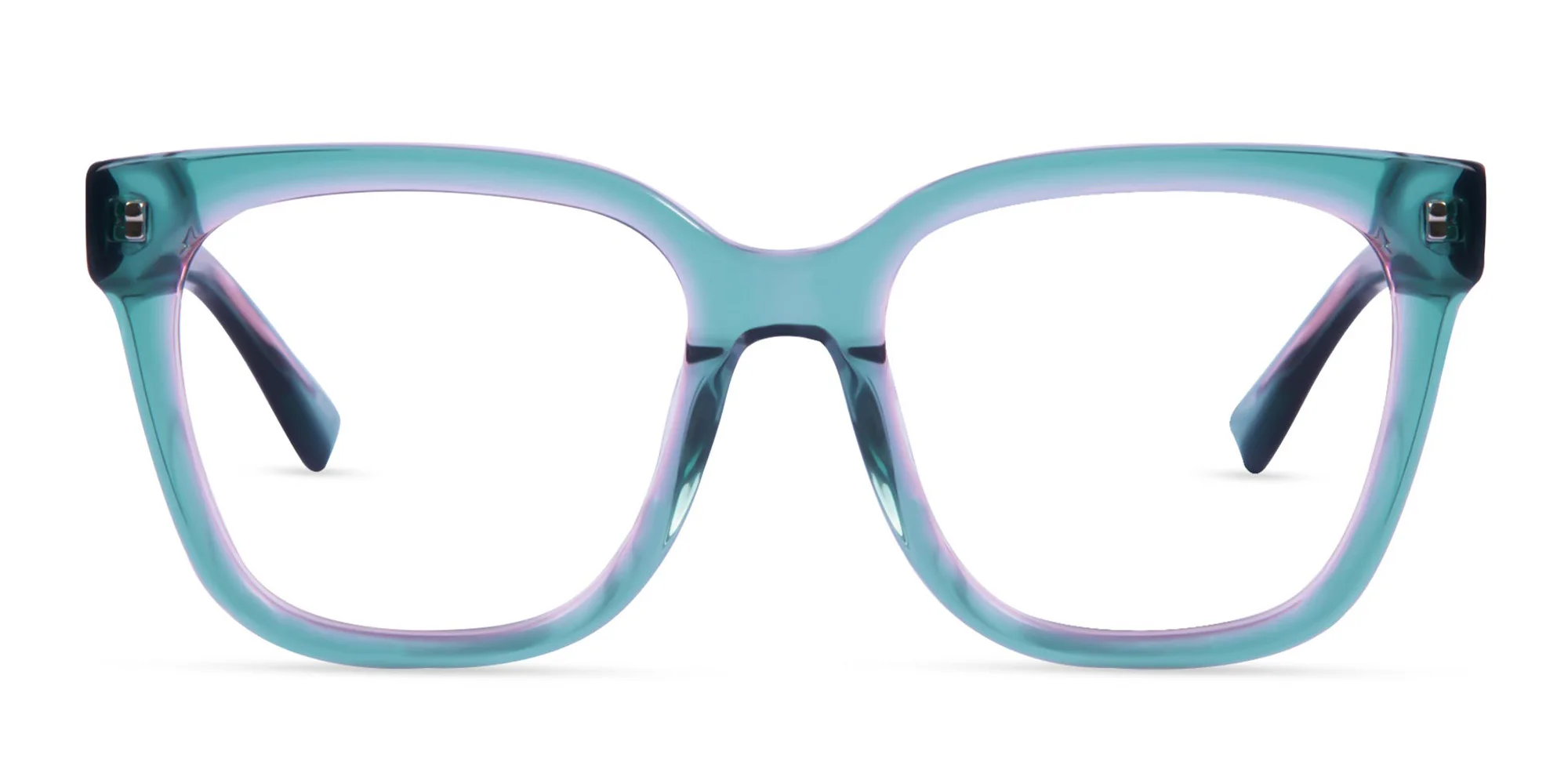 Crystal Teal Green Square Full Rim Glasses-1