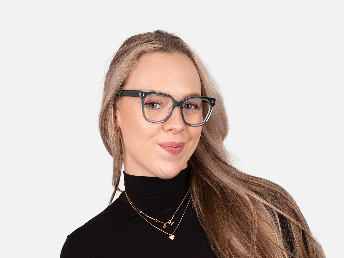 Crystal Teal Green Square Full Rim Glasses-1