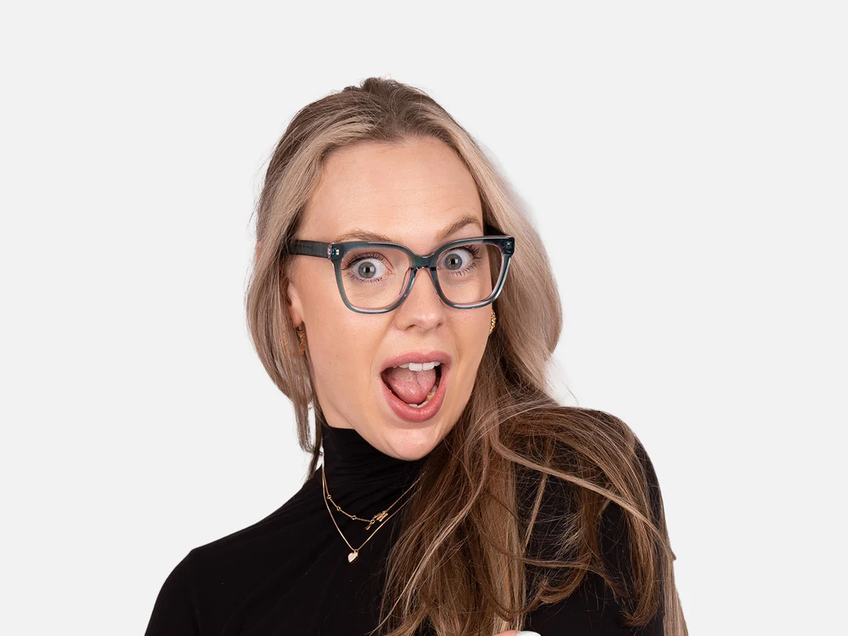 Crystal Teal Green Square Full Rim Glasses-1