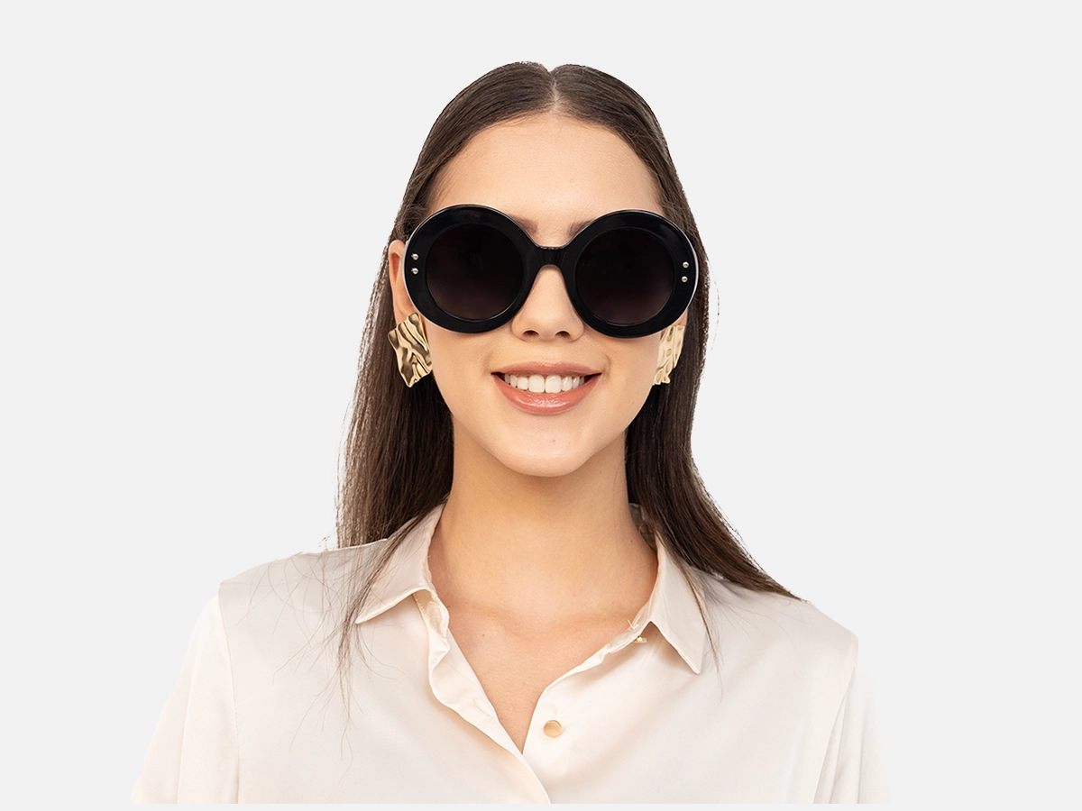 Oversized Round Black Sunglasses-1